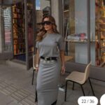 Conjunto Mila em Viscose com Elastano Risca de Giz