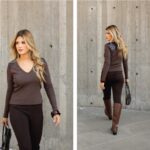 Blusa Canelada Decote V